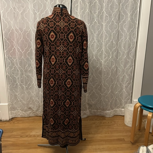 Norm Thompson Full Length Ethic Geometric Duster Sewater Coat Jacket Y2k - Picture 2 of 5